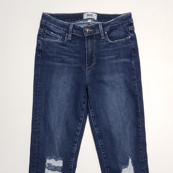 Paige Jacqueline Straight Distressed Raw Hem Jeans - Picture 3 of 8